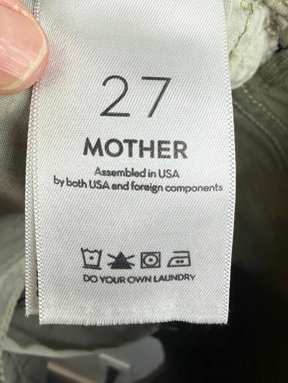 MOTHER The Dodger Short Fray Olive Green Denim Shorts Size 27 Made in USA